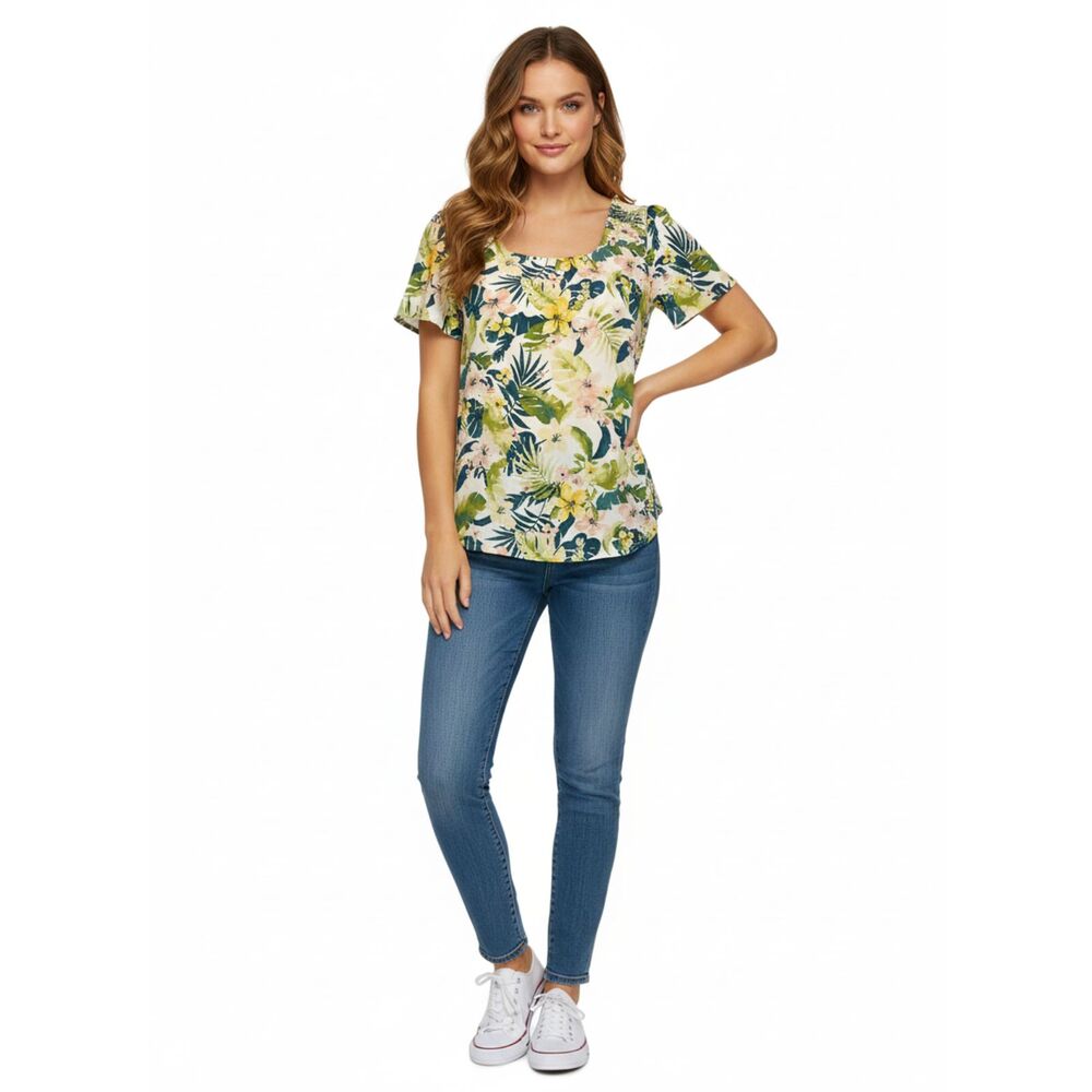 Pleione Floral Flutter Sleeve Blouse, Medium